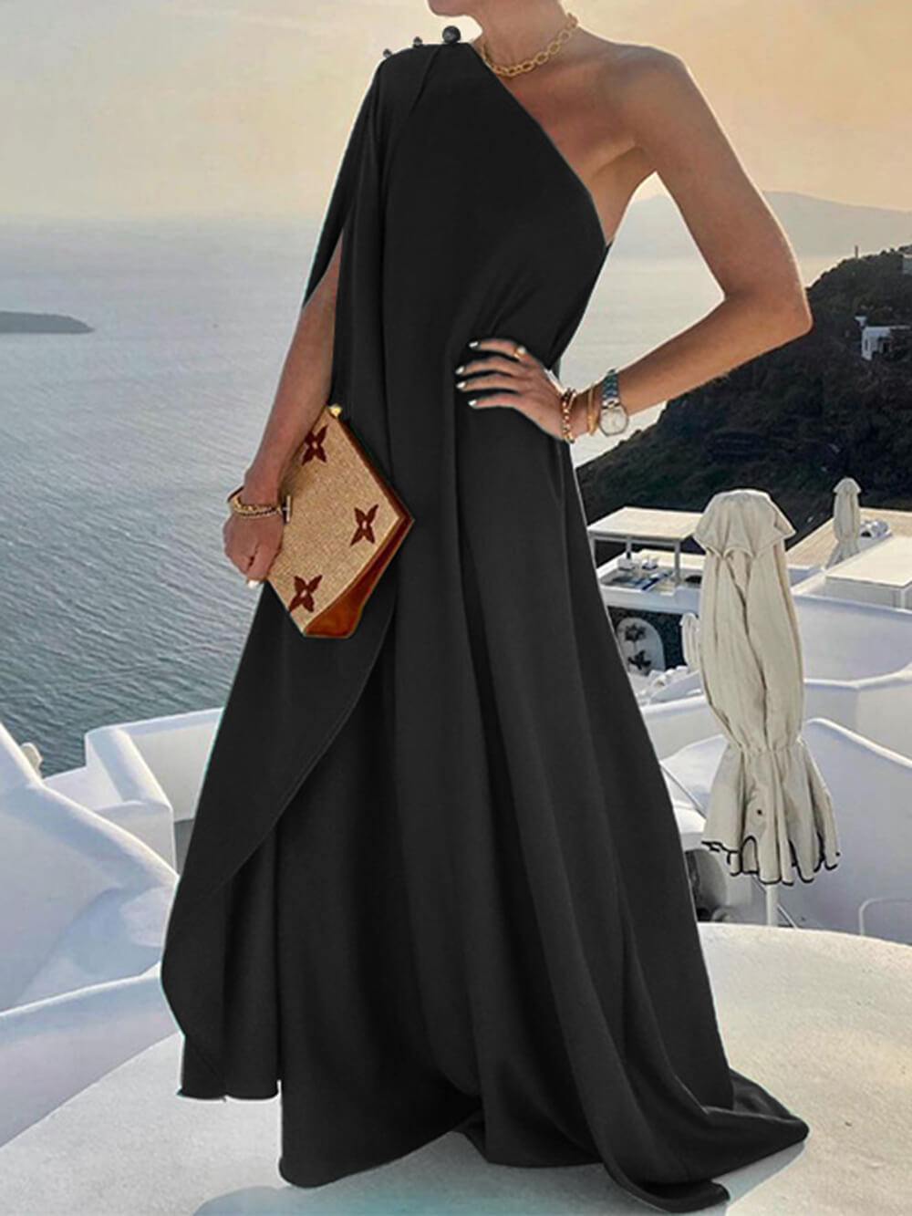 Valenzora | Maxikleid mit Schulterdrapierung für Damen