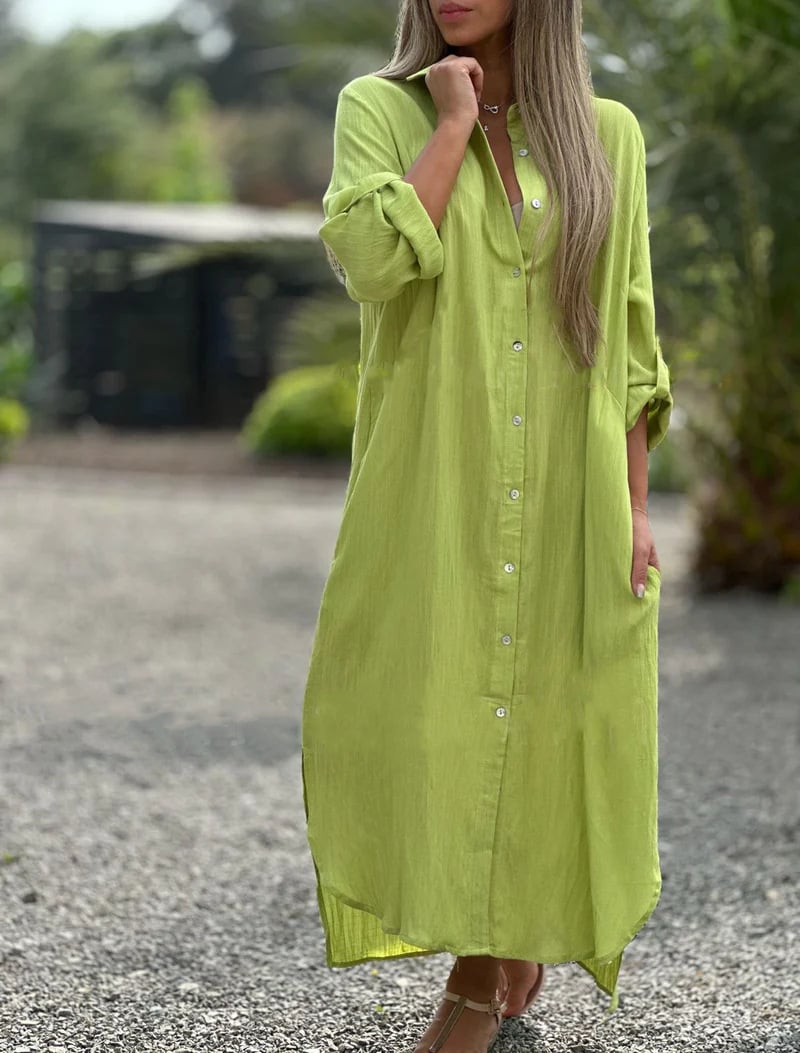 Valenzora | Solid color, casual women's shirt blouse, button closure at the front