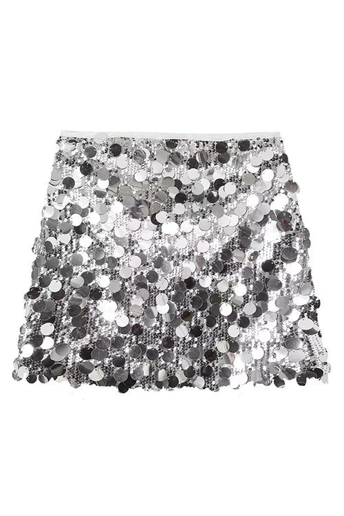 Valenzora | Rosiedress Minirock mit Pailletten und Gummizug an der Taille