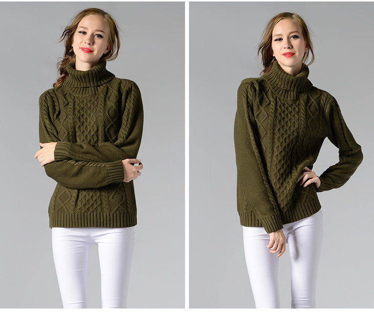Celina™ - Women's long-sleeved roll-neck sweater with cable knit