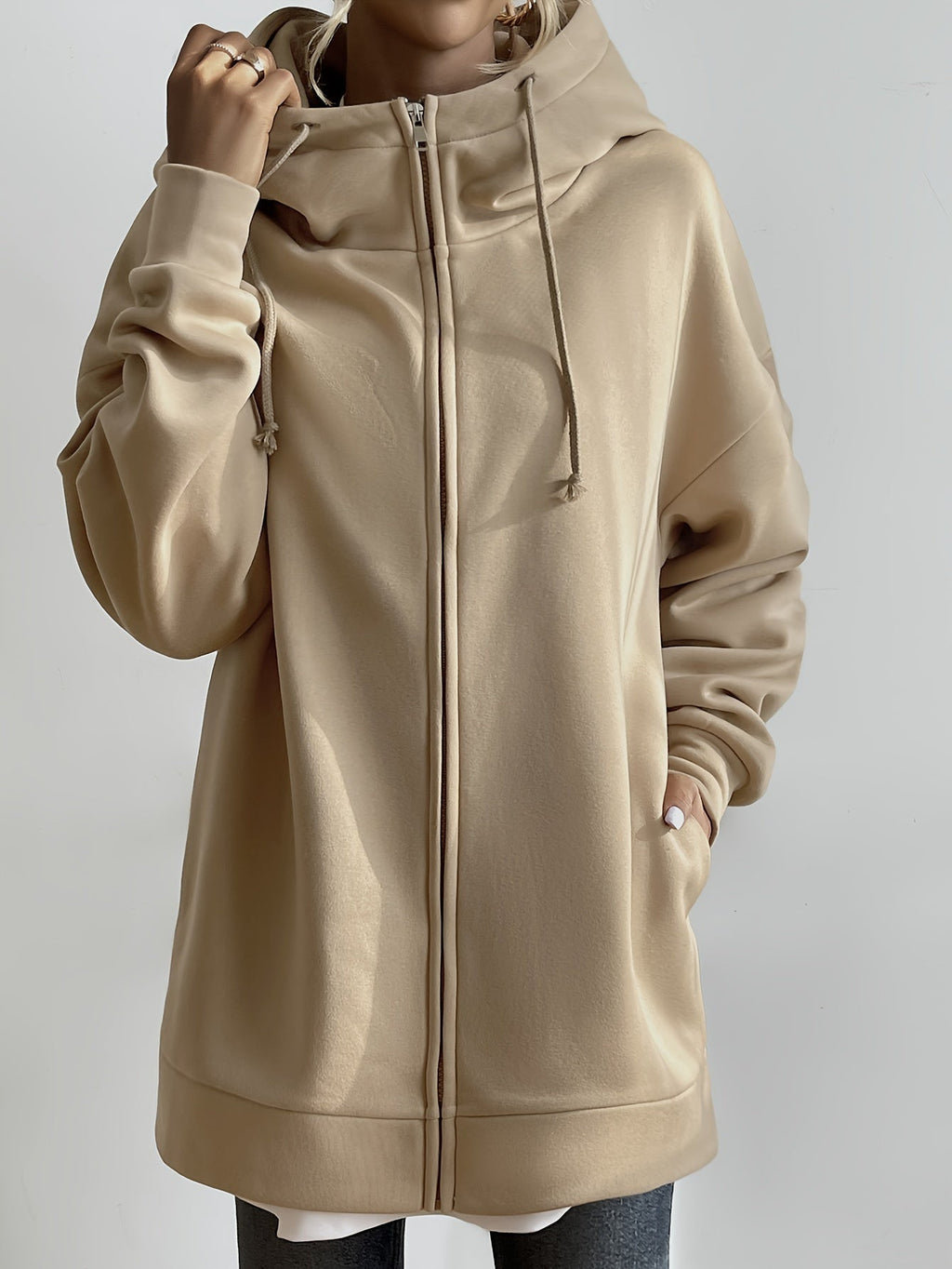 Valenzora | Comfort - Extremely comfortable long zip-up plush hoodie with hood for women