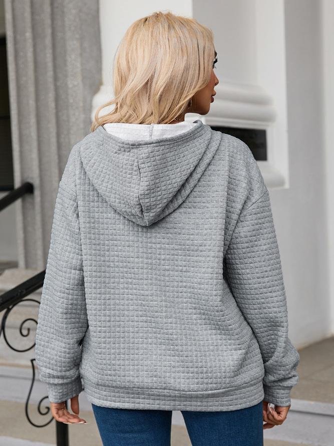 Valenzora | Women's Waffle Knit Hoodie - Casual Oversized Pullover