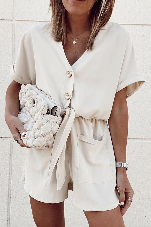 Valenzora | Knotted Waist Classic Casual Jumpsuit