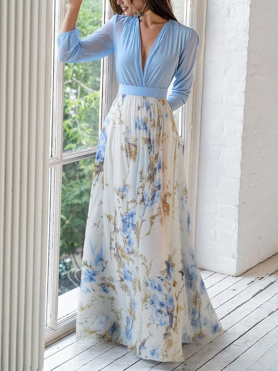 Valenzora | Maxikleid mit schillerndem Blumendruck