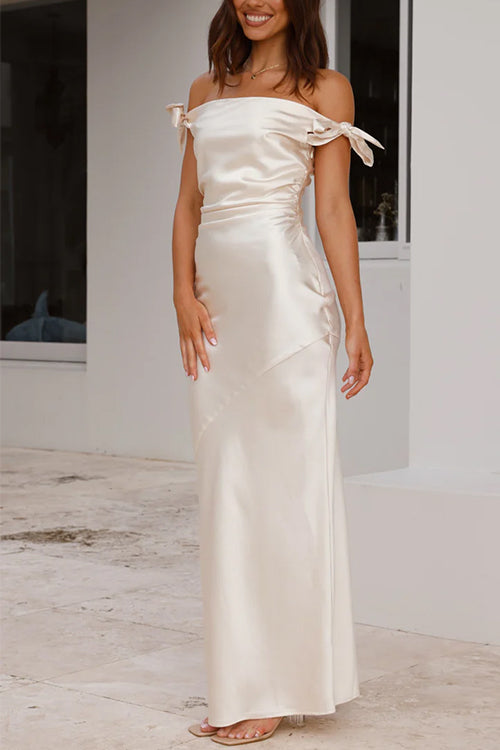Valenzora | Rosiedress Bow Knot Off-Shoulder Maxi Party Dress