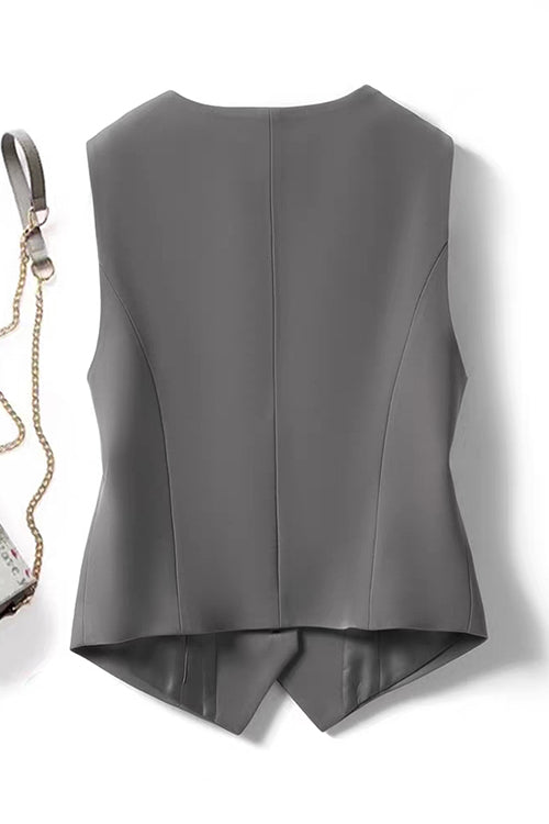 Valenzora | Rosiedress V-neck button placket side pockets blazer vest