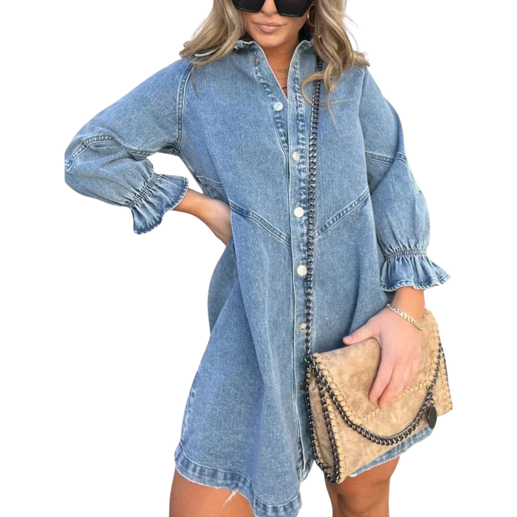 Valenzora | Denim Dress with Long Sleeves