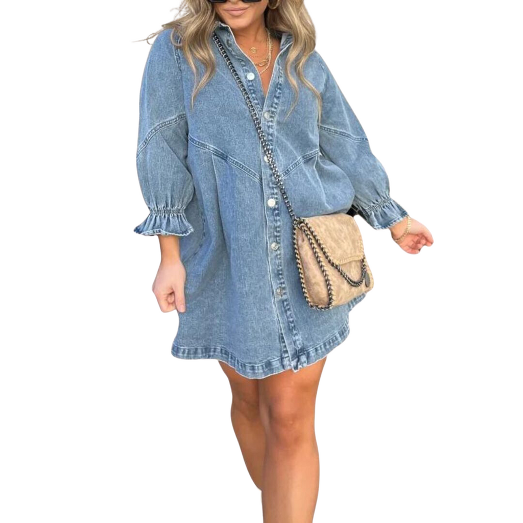 Valenzora | Denim Dress with Long Sleeves