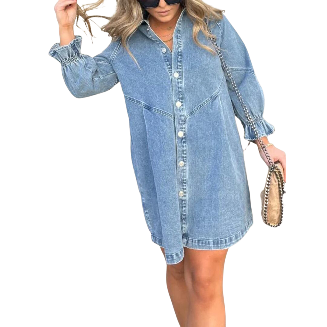 Valenzora | Denim Dress with Long Sleeves