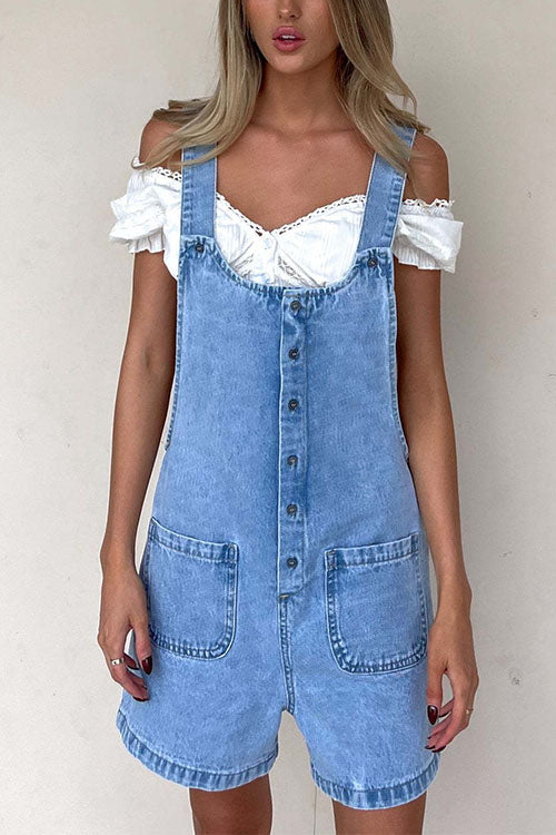 Valenzora | Rosiedress Jumpsuit aus Denim mit Knopfverschluss und Taschen