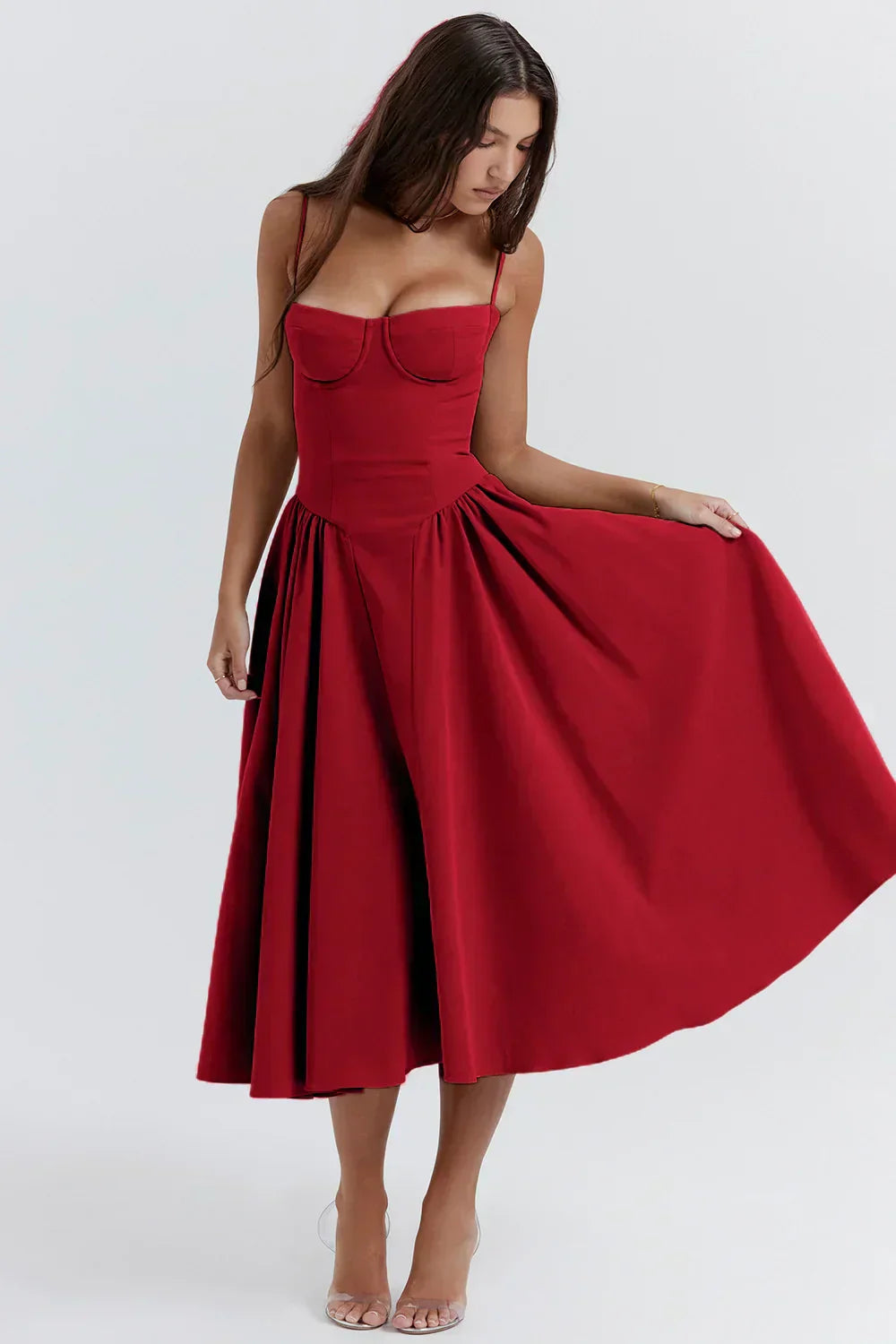 Valenzora | Sleeveless midi dress with a corset fit