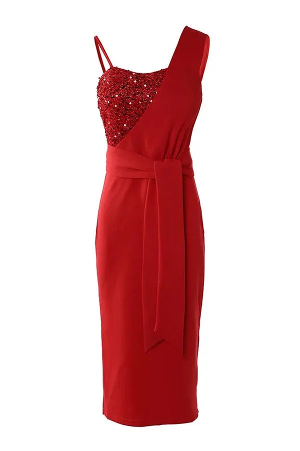 Valenzora | Tampa Nights Sequin Patch Slit Party Dress
