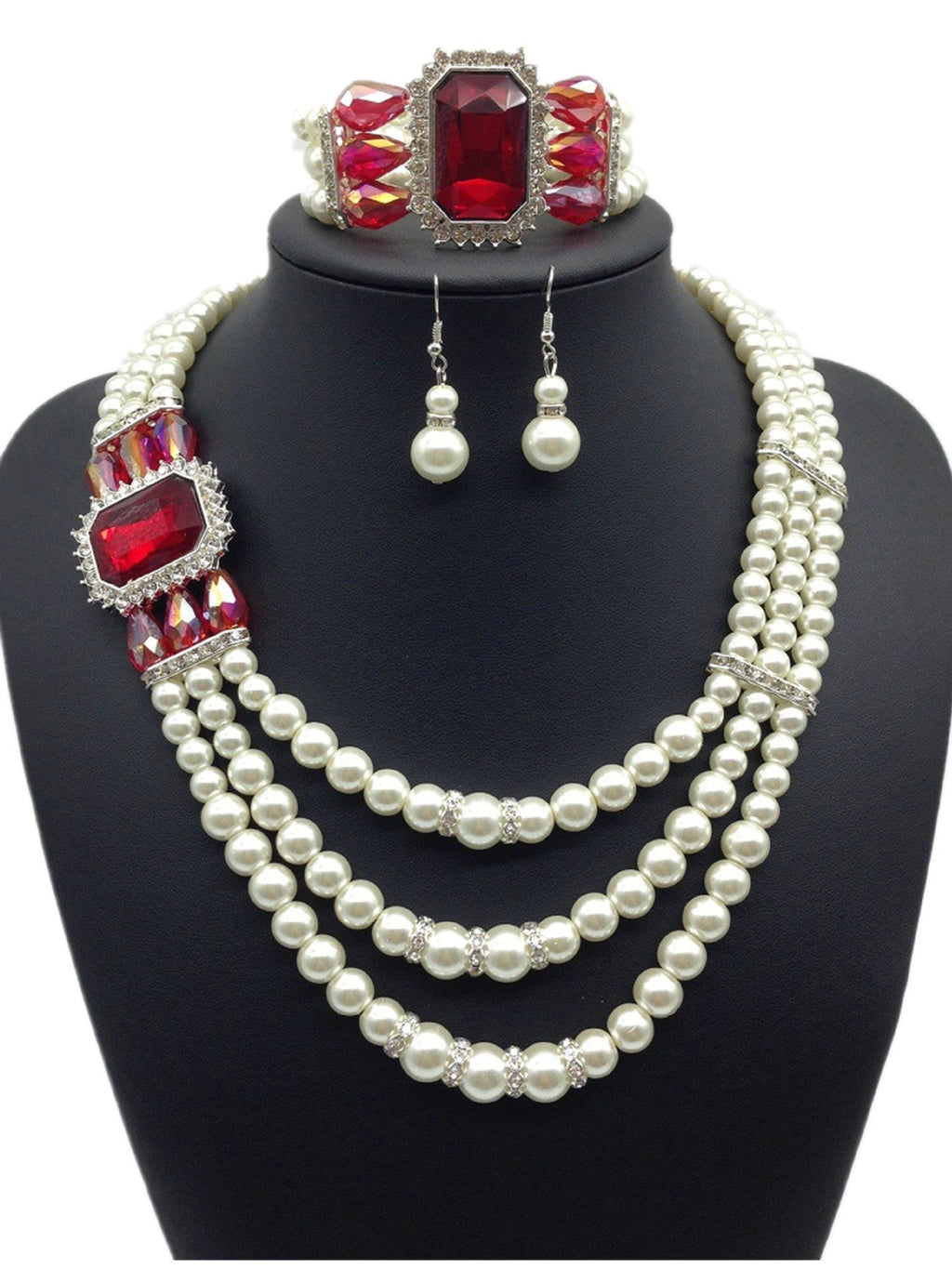 Valenzora Edelstein-Perlenkette und Ohrring-Set im europäischen Stil