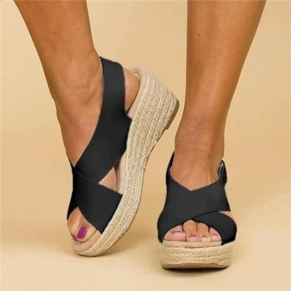 Valenzora | Wedge Sandals with Elastic Straps for Women