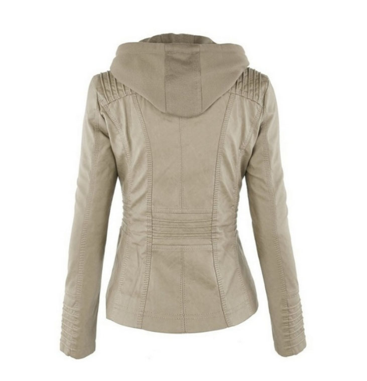 Leather jacket with lapel