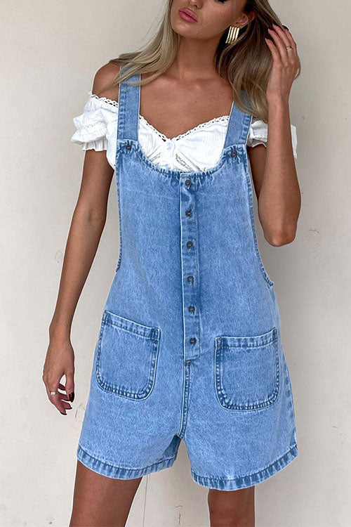 Valenzora | Rosiedress Jumpsuit aus Denim mit Knopfverschluss und Taschen