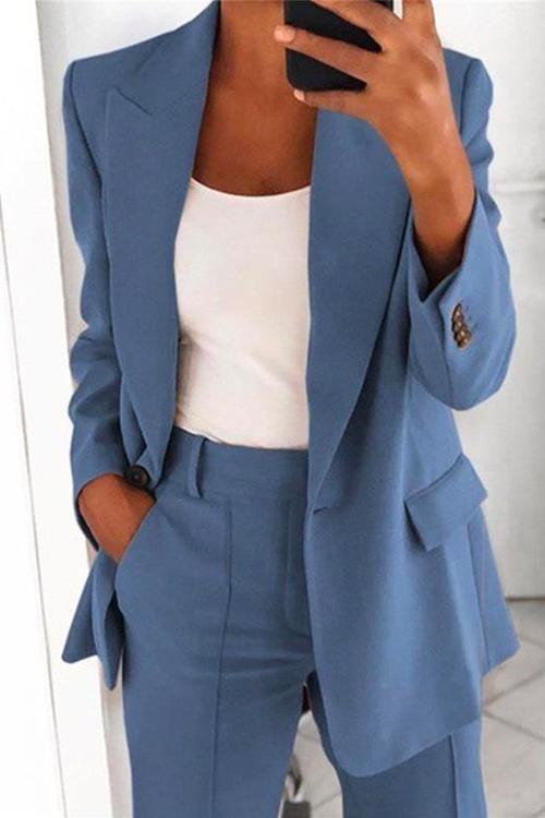 Valenzora | Rosiedress One-Button Solid Color Office Blazer Jacket