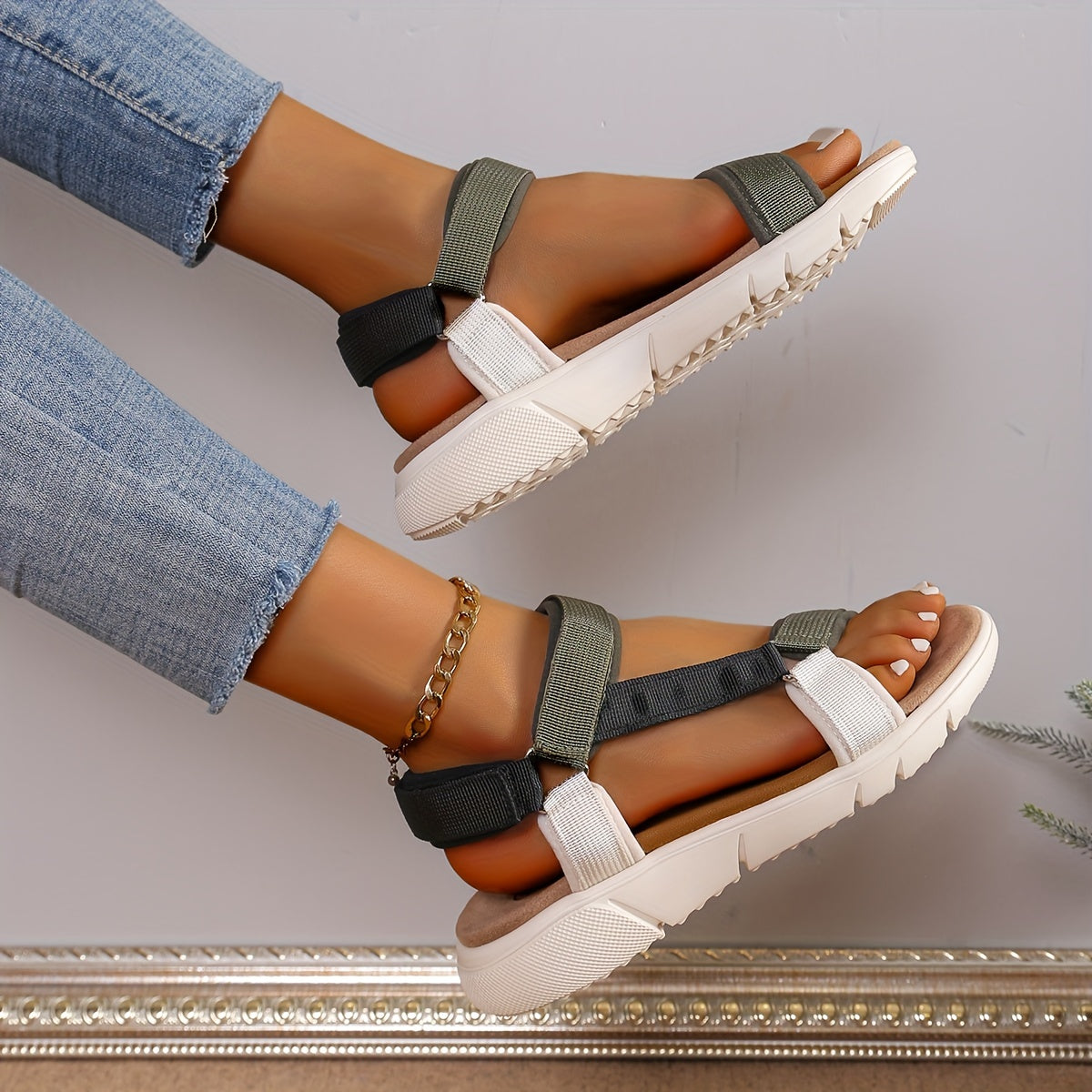Valenzora | Women's Sandals: Color Block, Non-Slip, Elegant, Lightweight, Outdoor, Summer