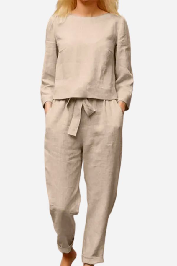 Valenzora SOLID COLOUR LINEN TWO-PIECE SET