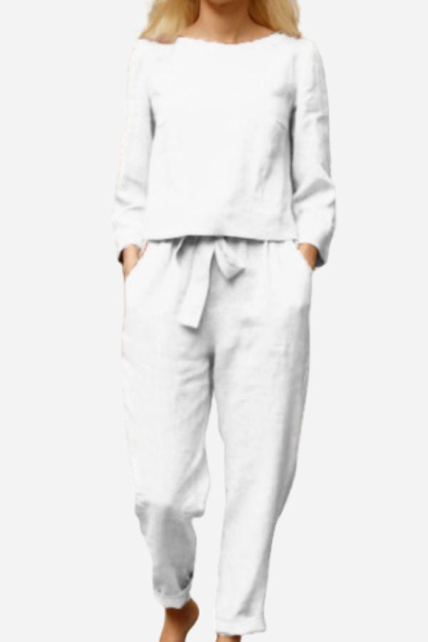 Valenzora SOLID COLOUR LINEN TWO-PIECE SET