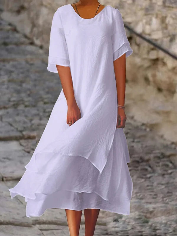 Valenzora | Flowing multi-layered midi dress
