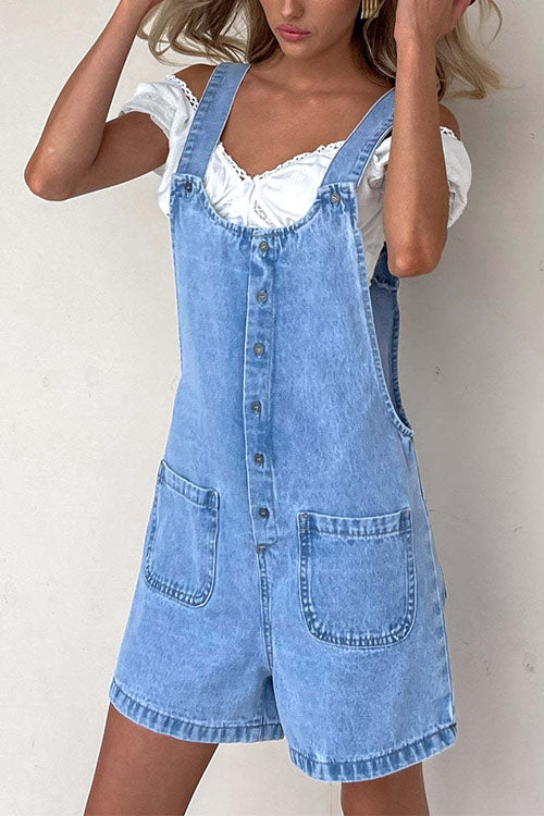 Valenzora | Rosiedress Jumpsuit aus Denim mit Knopfverschluss und Taschen