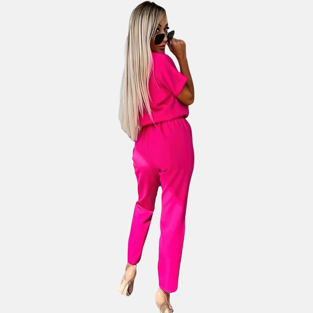 Valenzora | Elegant, festive short-sleeved women's jumpsuit for summer