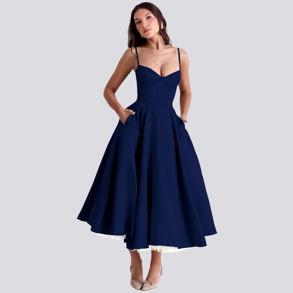 Valenzora | Feminine floral midi dress with corset top
