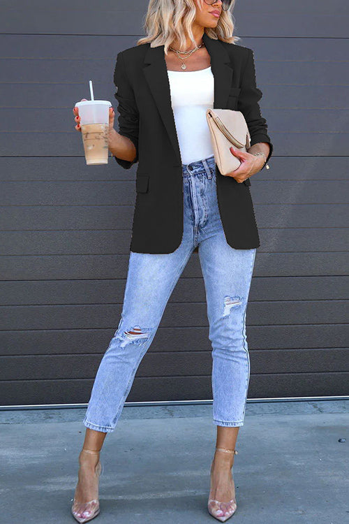 Valenzora | Rosiedress Classic One-Button Back Slit Pocket Blazer