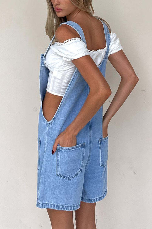 Valenzora | Rosiedress Jumpsuit aus Denim mit Knopfverschluss und Taschen
