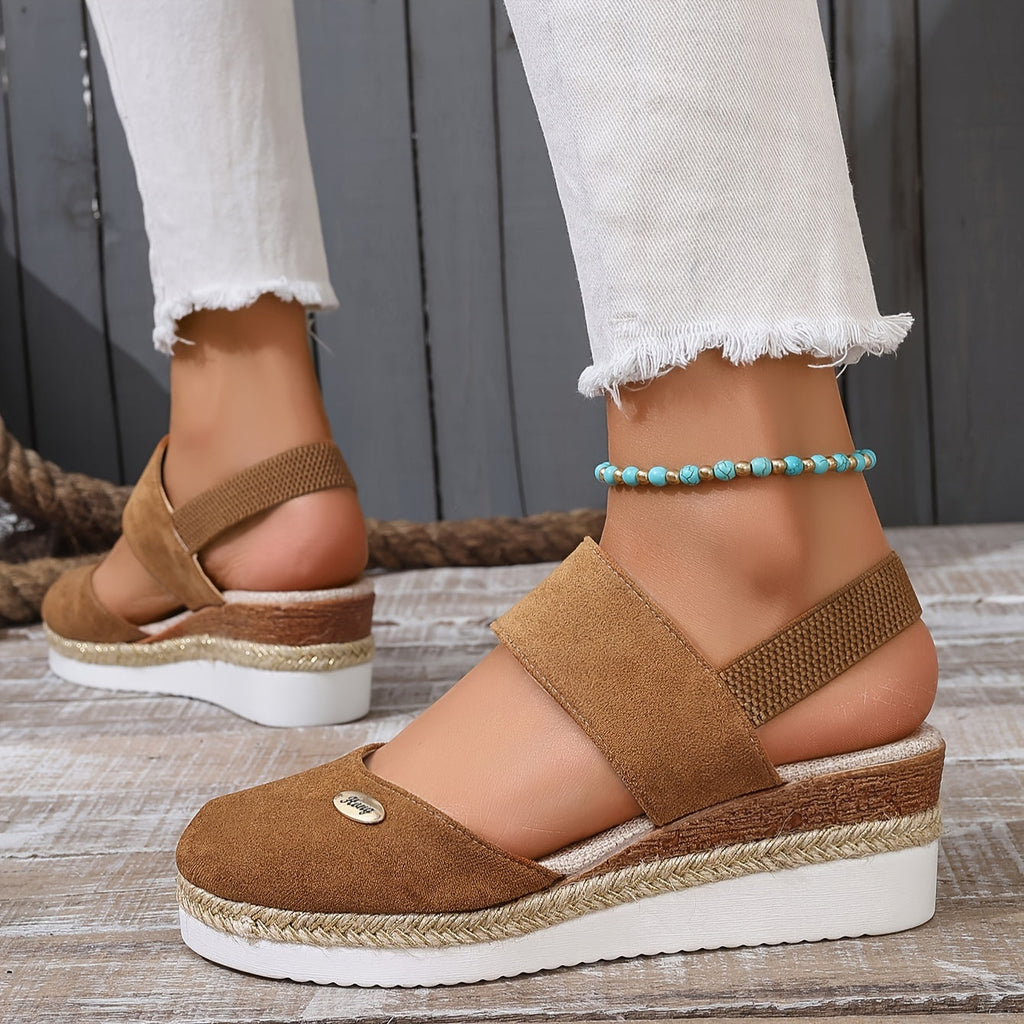 Valenzora | Women's Platform Sandals: Non-slip, Closed Toe, Elastic Strap