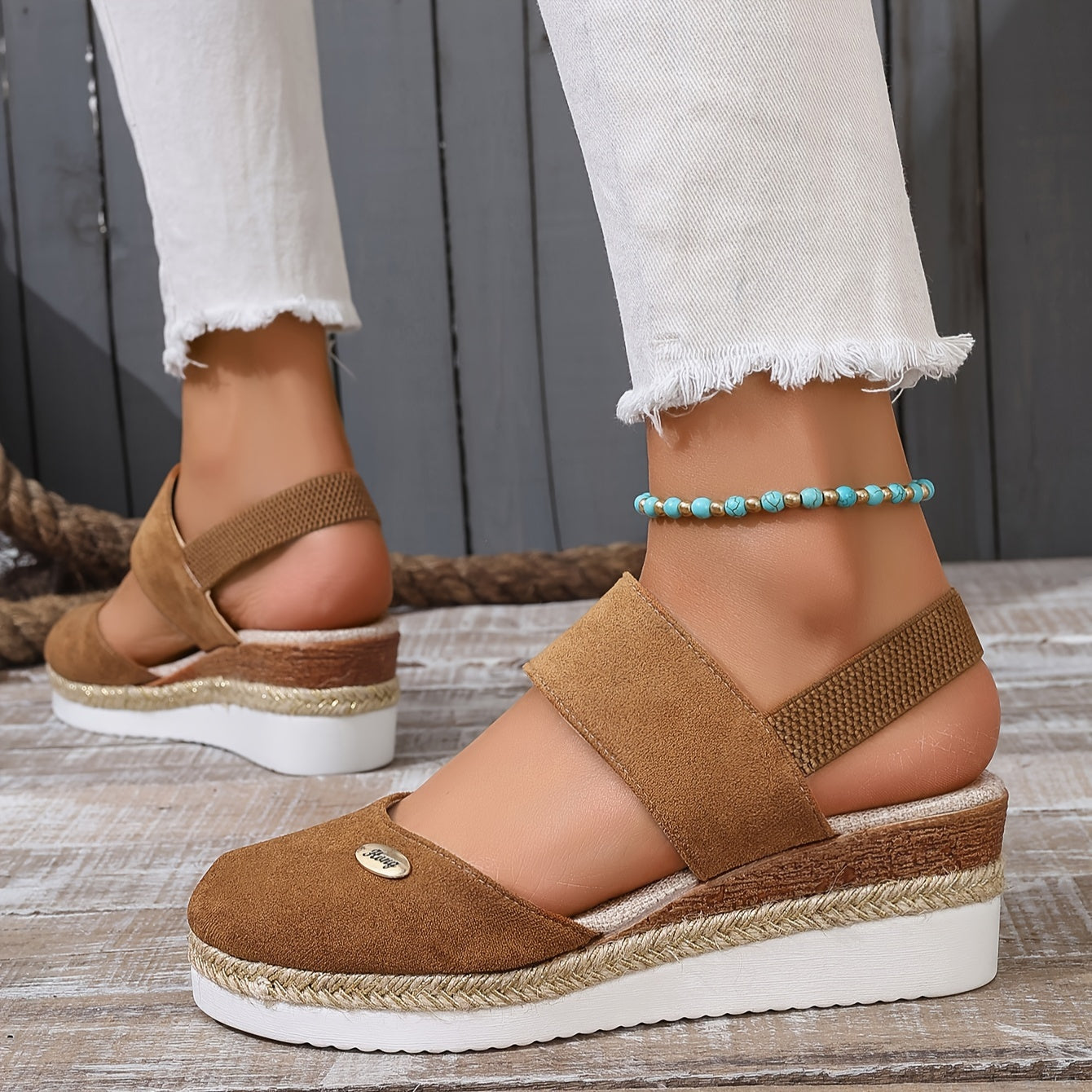 Valenzora | Women's Platform Sandals: Non-slip, Closed Toe, Elastic Strap