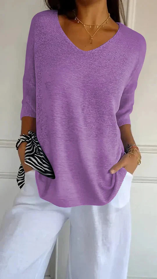 Valenzora | Comfortable women's knit top with V-neck