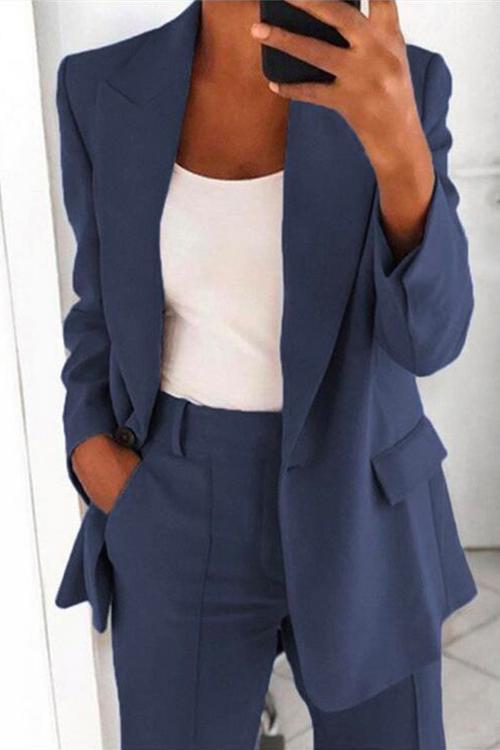 Valenzora | Rosiedress One-Button Solid Color Office Blazer Jacket