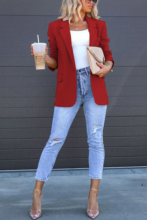 Valenzora | Rosiedress Classic One-Button Back Slit Pocket Blazer