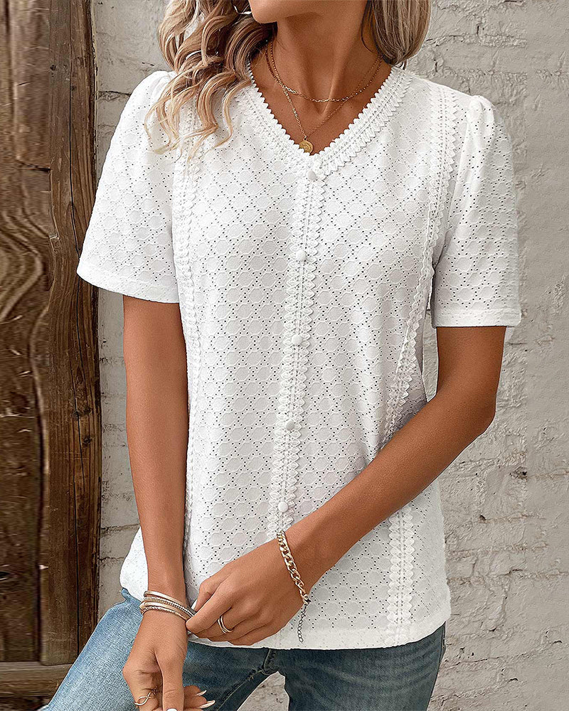 Valenzora | Solid-color top with bubble sleeves