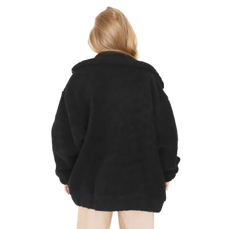 Valenzora | Women's Fleece Sweatshirt with Wide Collar