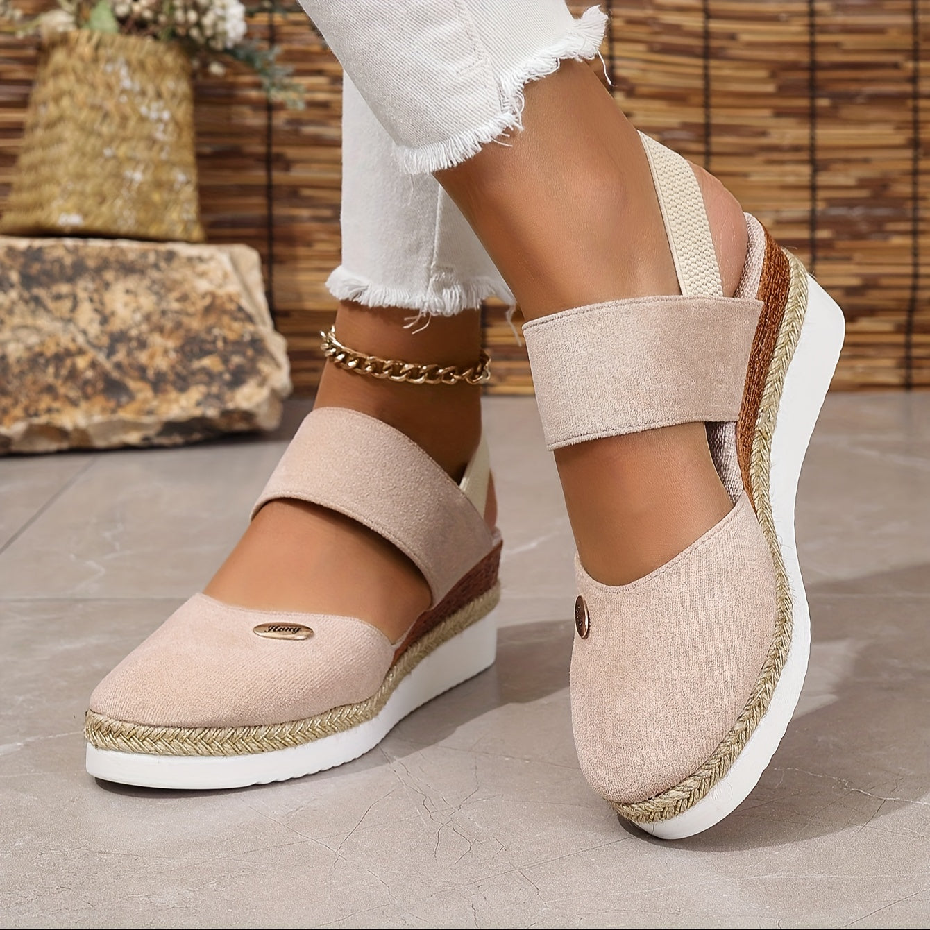 Valenzora | Women's Platform Sandals: Non-slip, Closed Toe, Elastic Strap