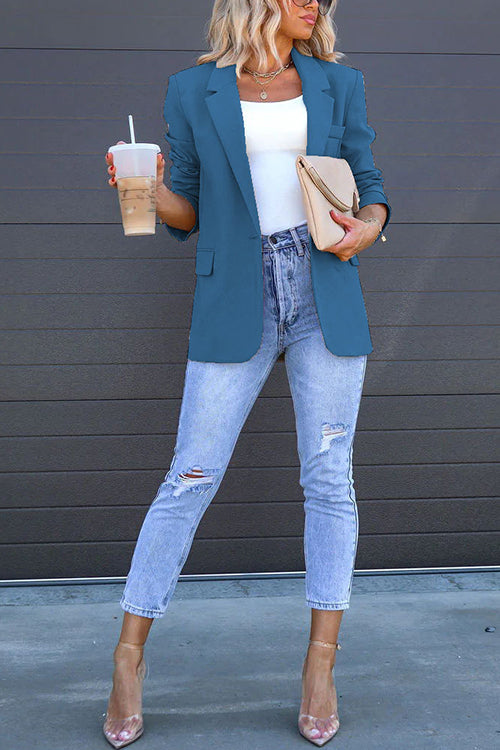 Valenzora | Rosiedress Classic One-Button Back Slit Pocket Blazer