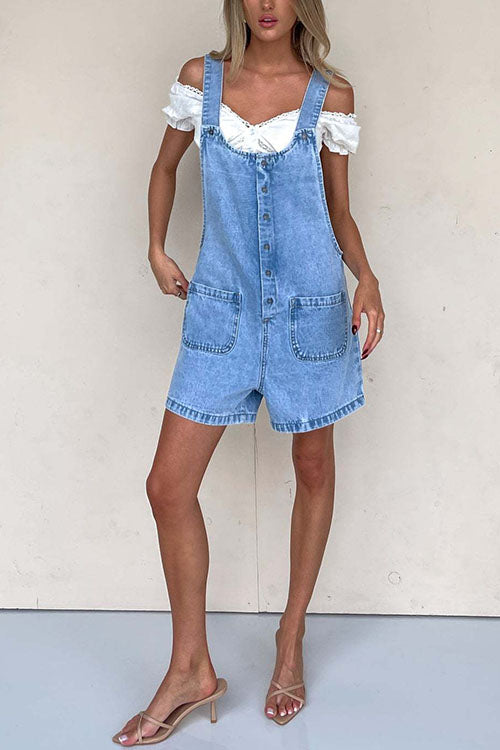 Valenzora | Rosiedress Jumpsuit aus Denim mit Knopfverschluss und Taschen