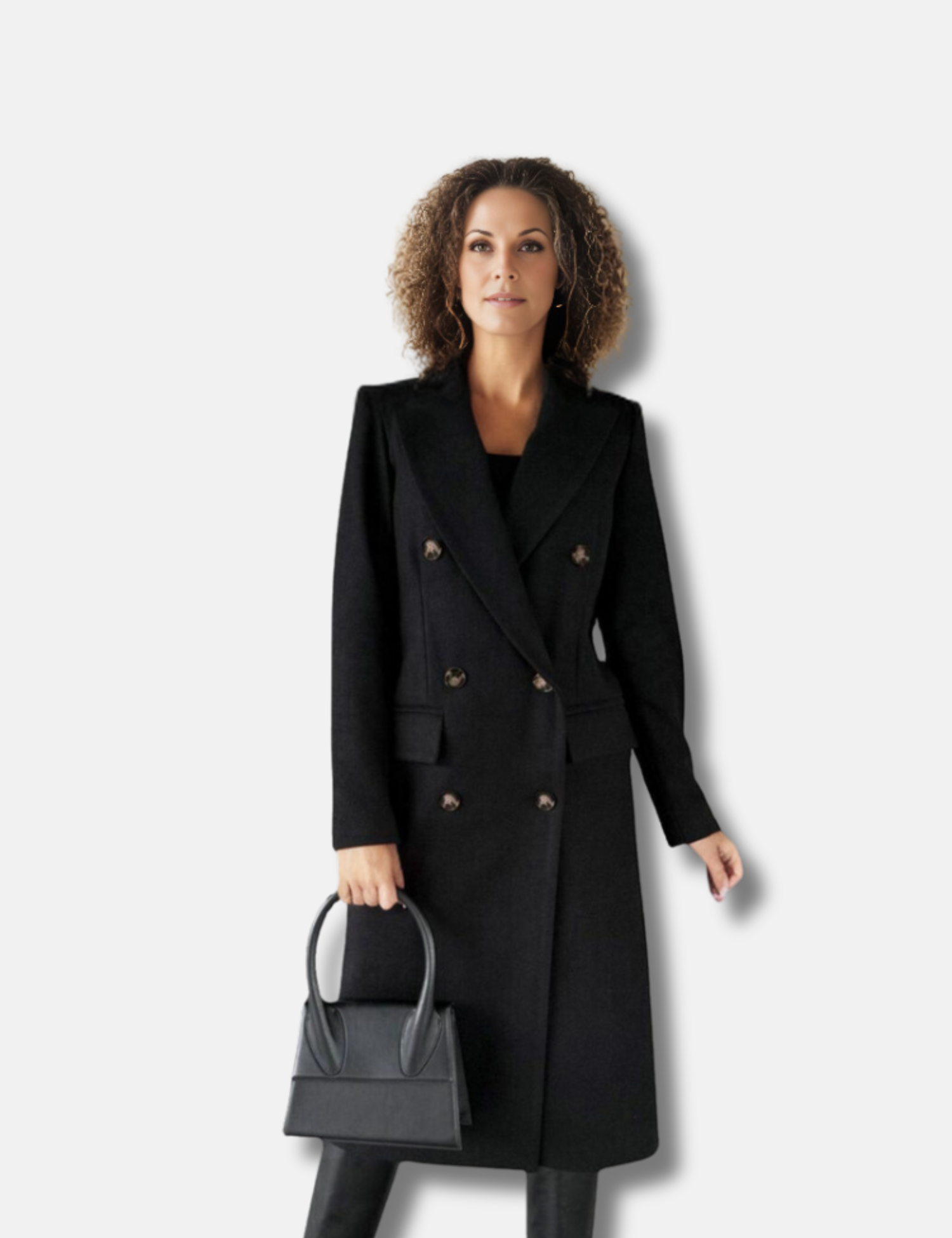 Double-breasted wool-look jacket for women
