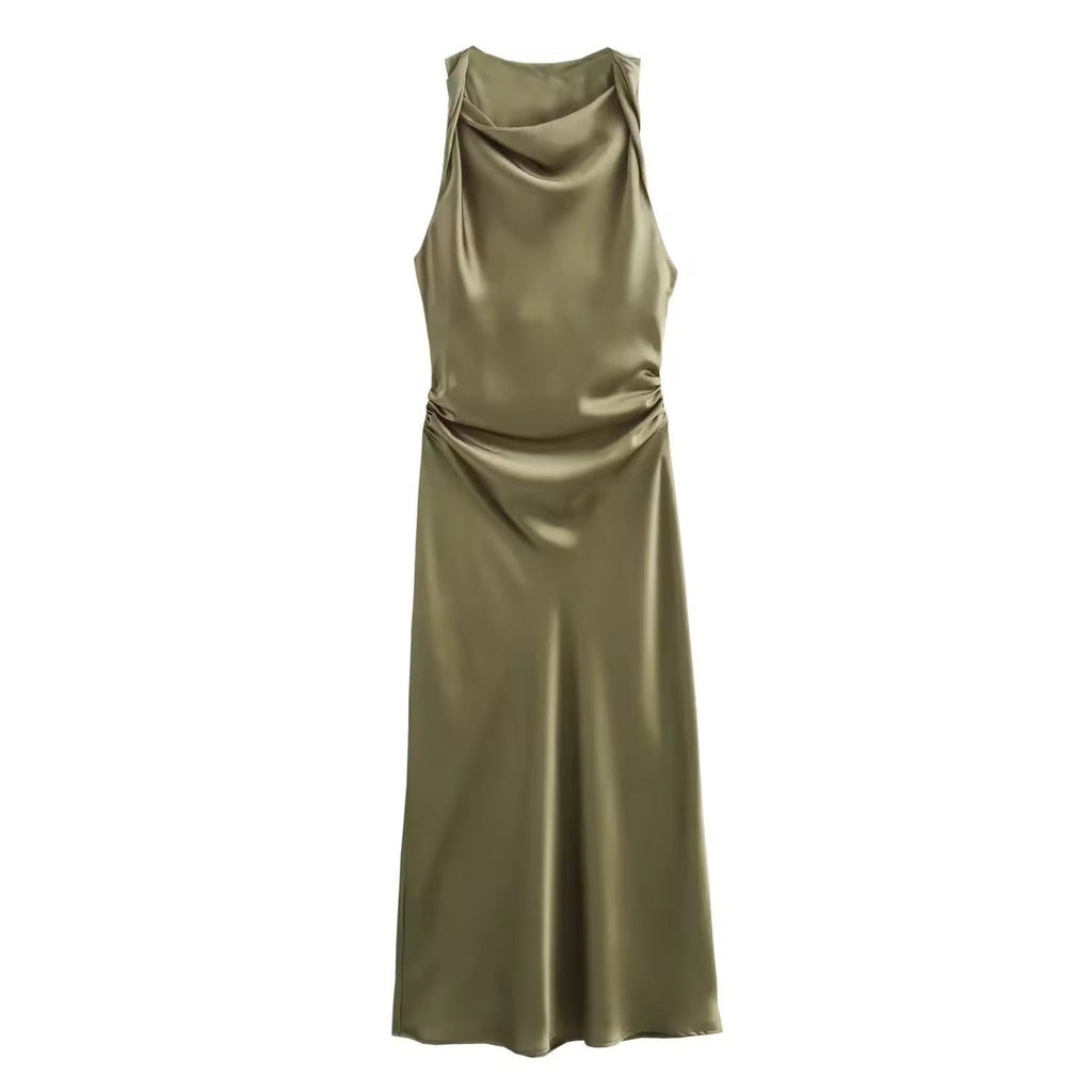 Valenzora | Satin Maxi Dress Elegant Draping