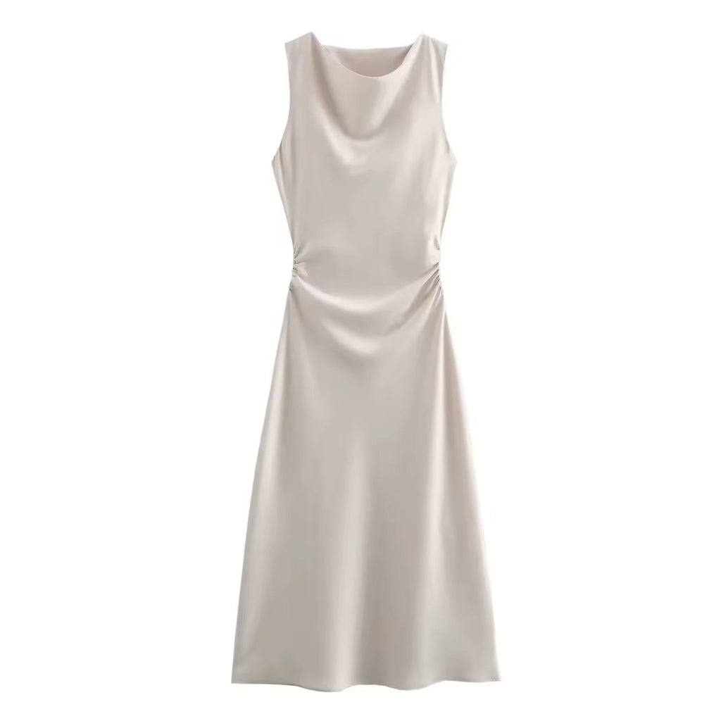 Valenzora | Satin Maxi Dress Elegant Draping