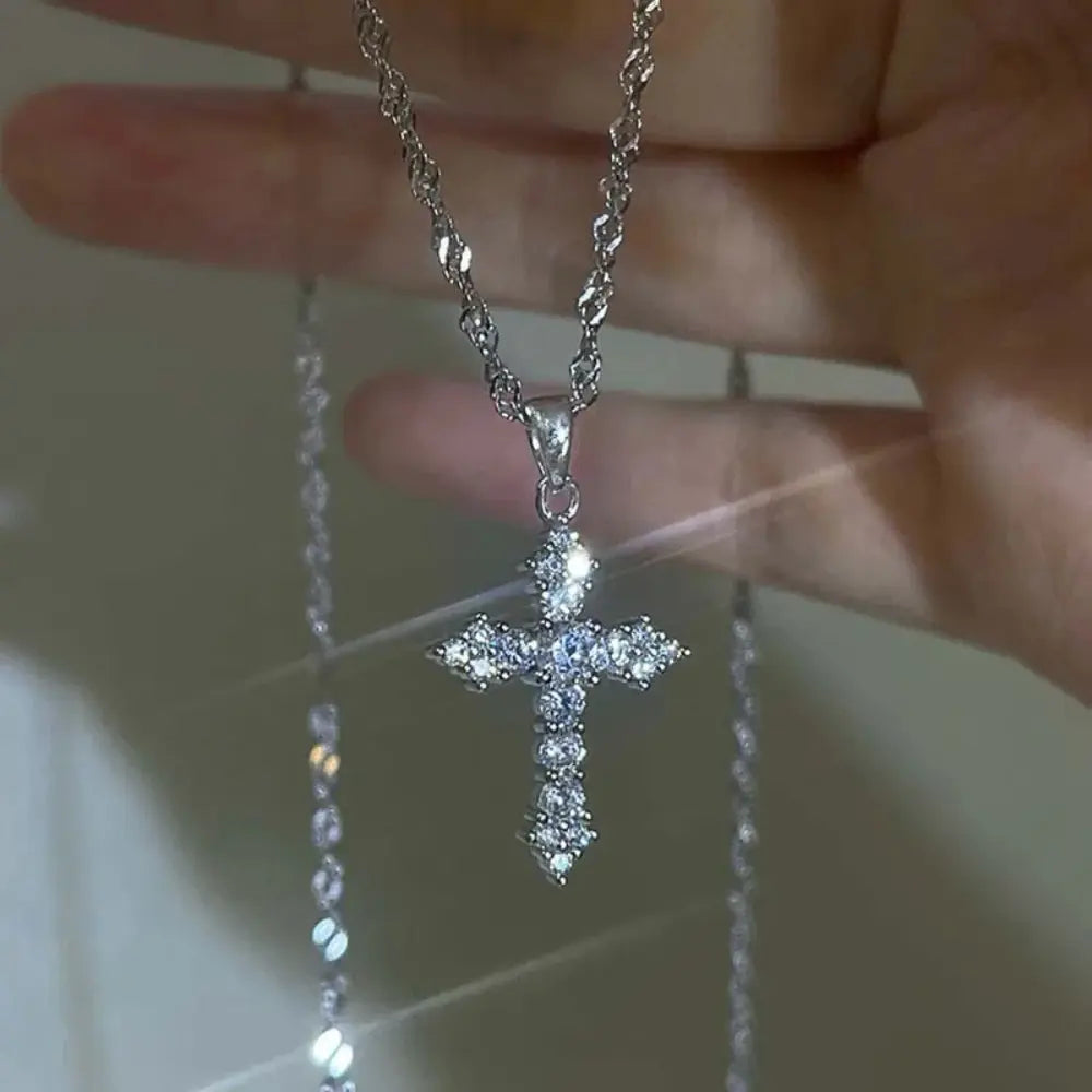 Valenzora | Crystal Zircon Cross Pendant Necklace for Women
