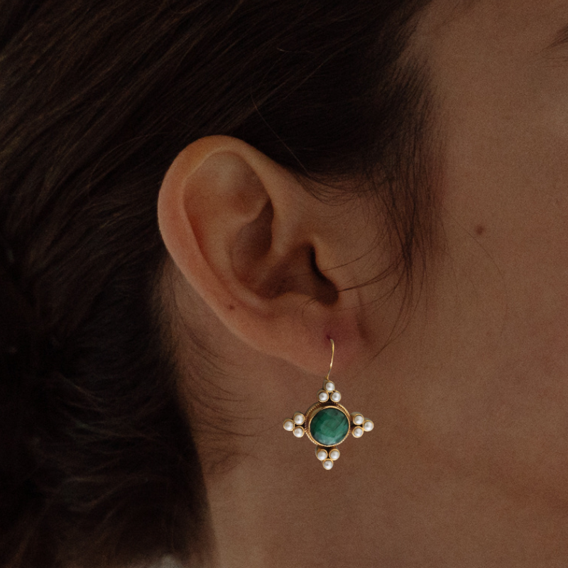 Valenzora | Pearl Vintage Drop Earrings Gold Plated
