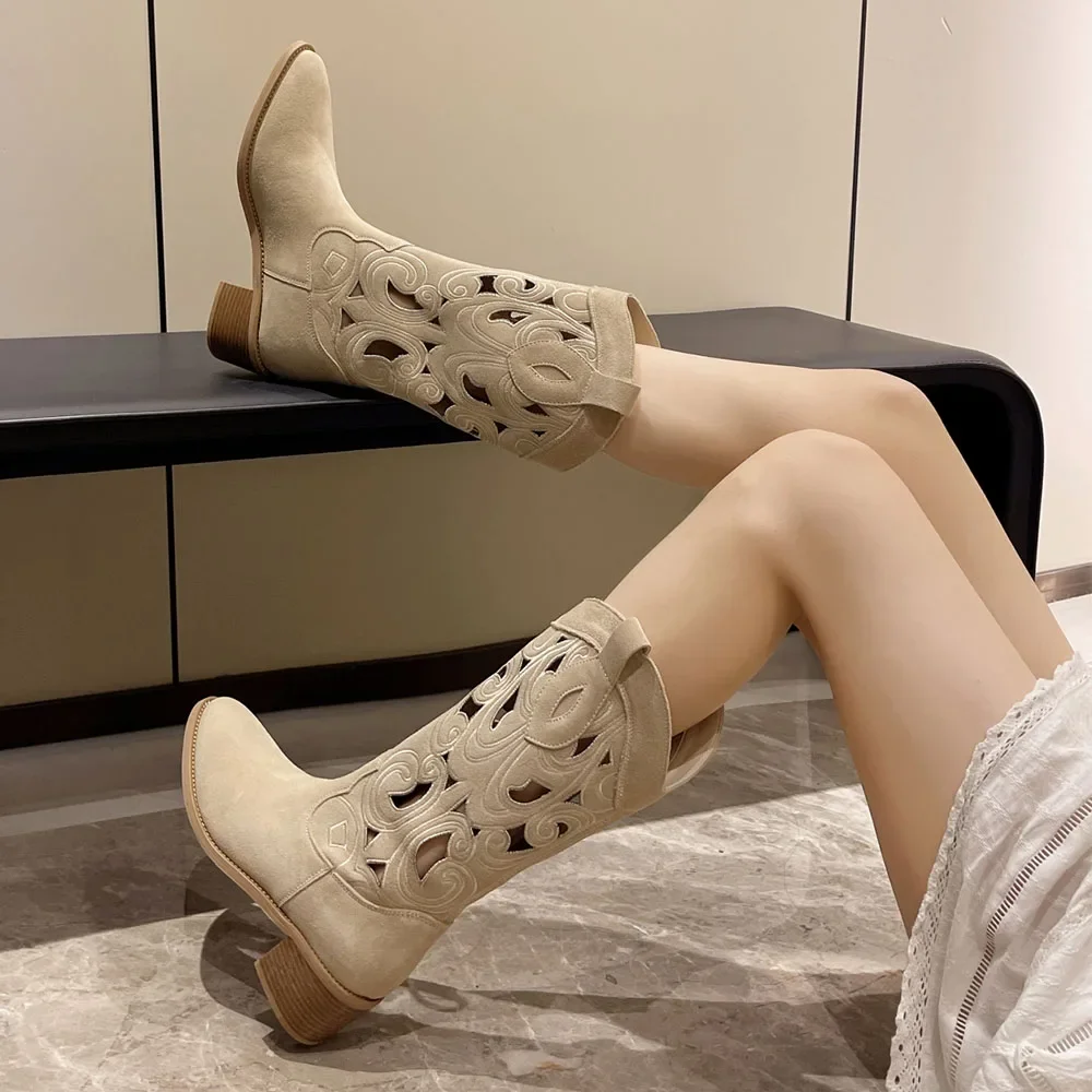 Valenzora | Embroidered Western boots for women with decorative cutouts, cowboy boots for women