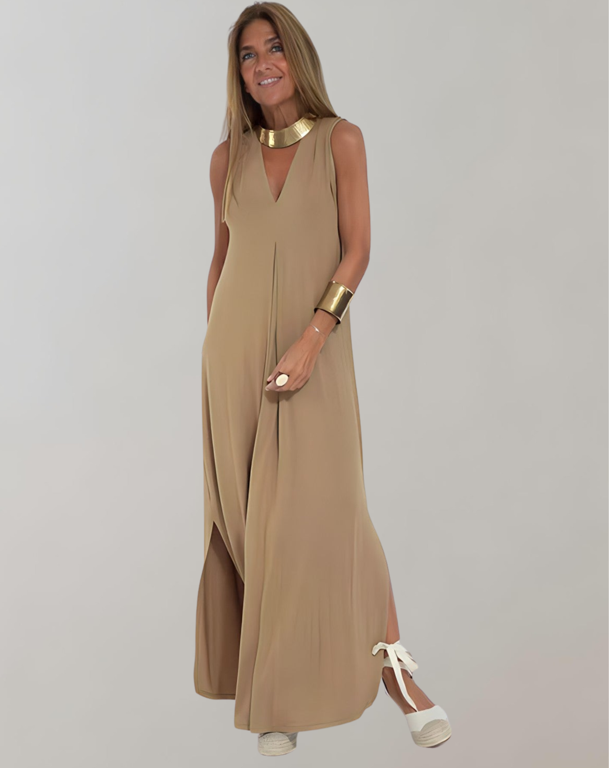 Elegantes schmales Kleid mit V-Ausschnitt