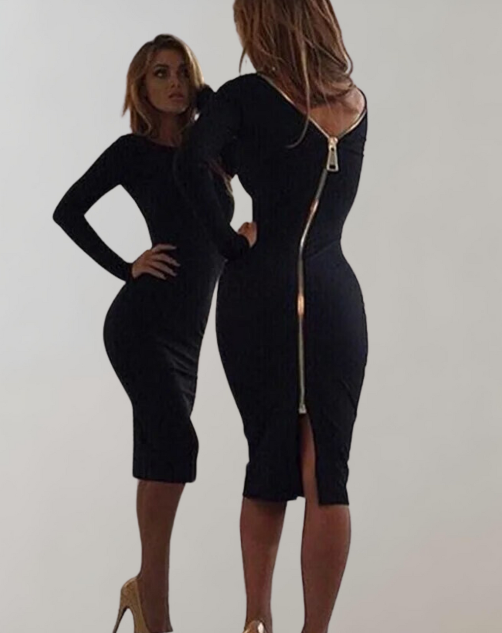 Valenzora - Long-sleeved dress with back zipper