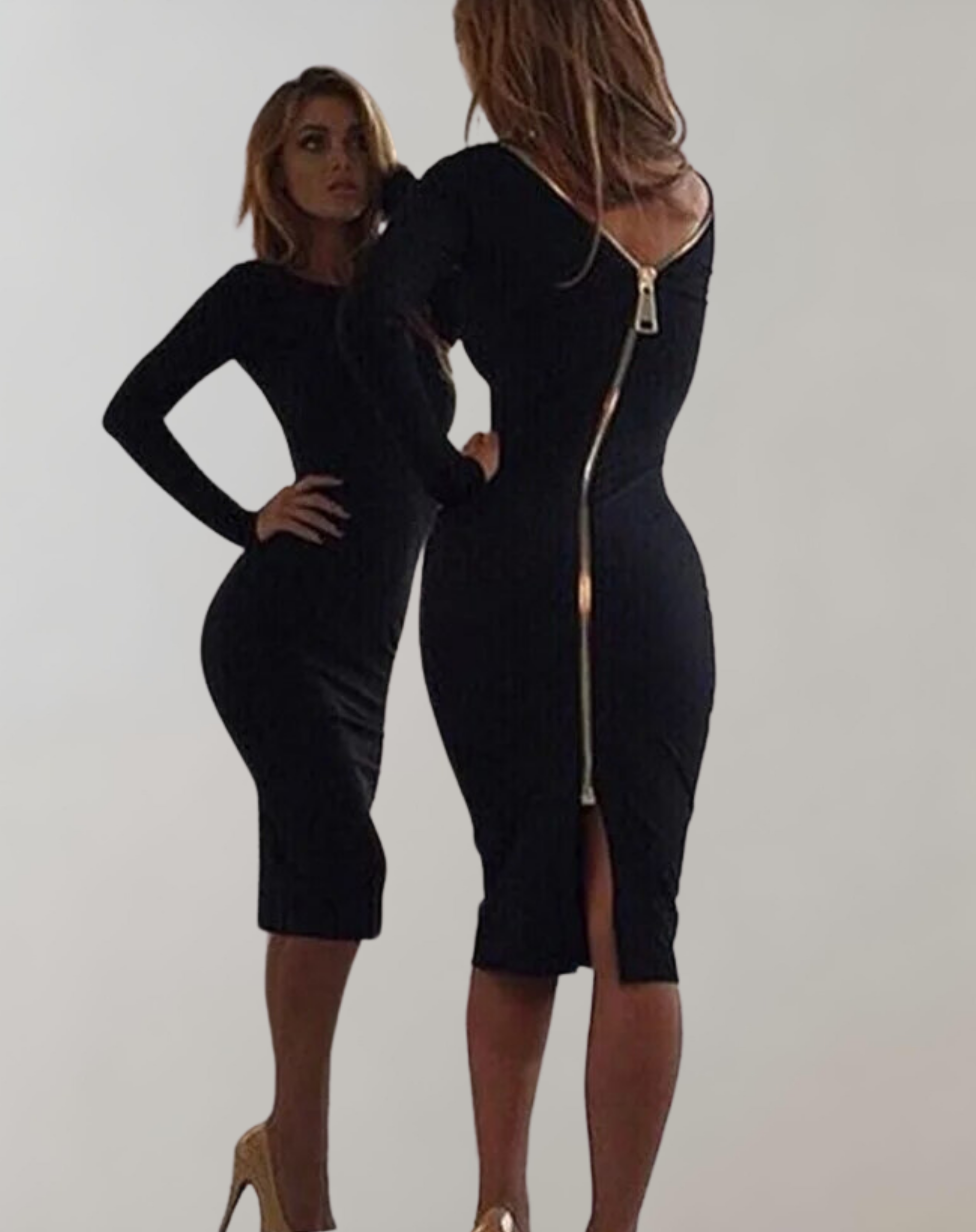 Valenzora - Long-sleeved dress with back zipper
