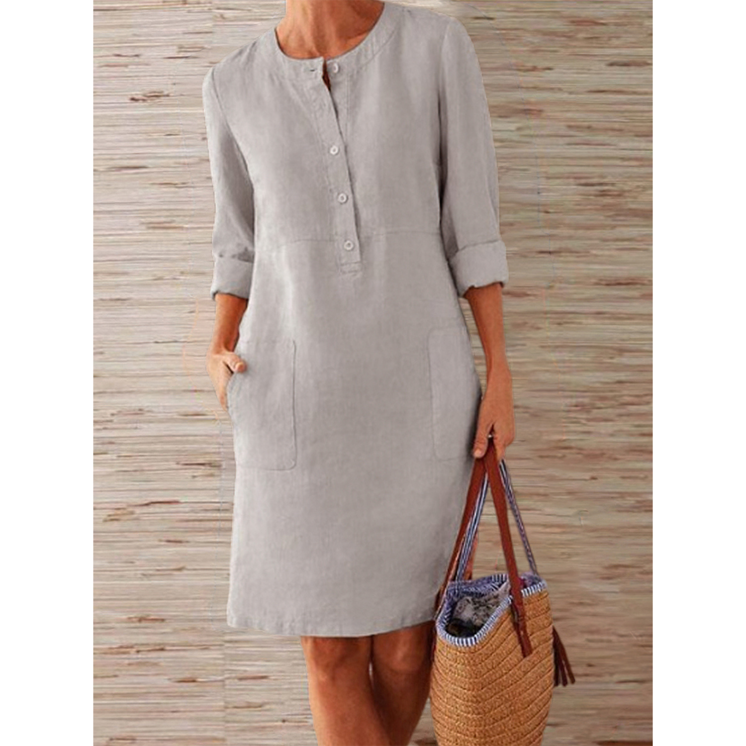 Valenzora | new solid color dress made of cotton and linen